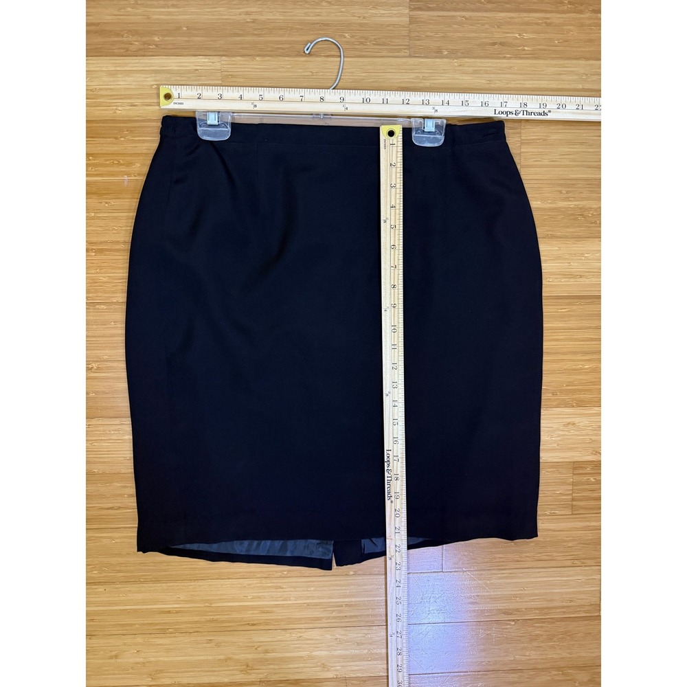 Sephine Chaus Pencil Skirt Women 14 Black 100% Silk Lined Knee Length Career - Picture 3 of 5